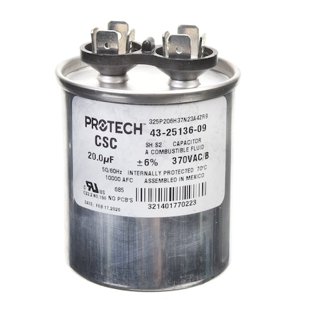 Rheem 43-25136-09 Capacitor - 20/370 43-25136-0